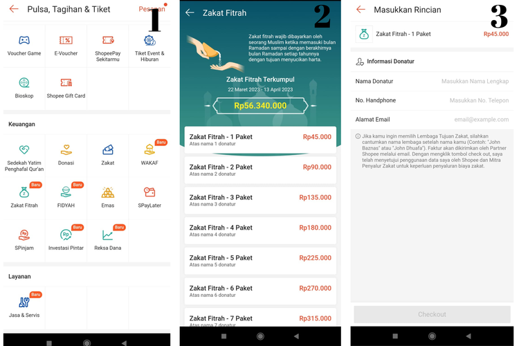 cara membayar zakat di Shopee