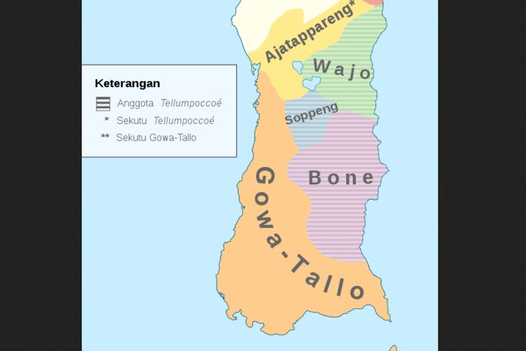 Peta lokasi Kerajaan Wajo.