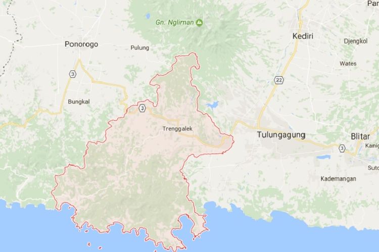 Peta Kabupaten Trenggalek, Jawa Timur