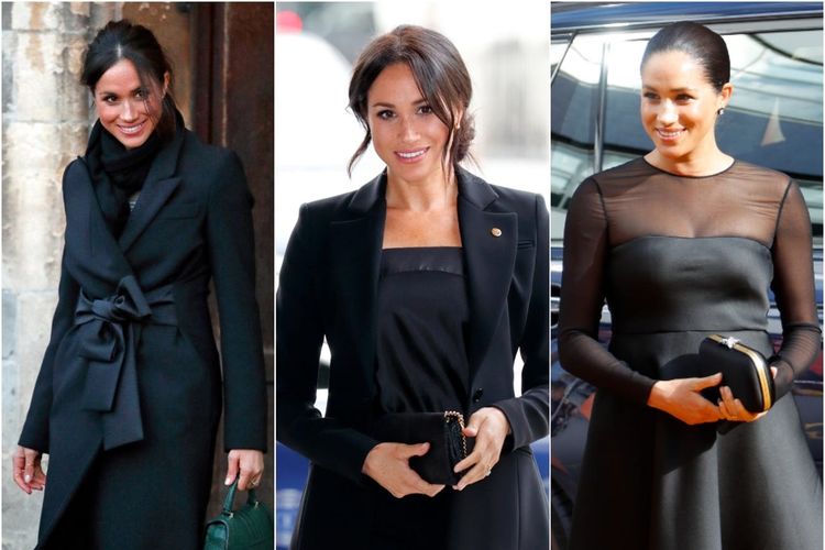 Meghan Markle sering menggunakan busana serba hitam.