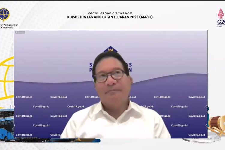 Juru Bicara Satuan Tugas Penanganan Covid-19 Wiku Adisasmito saat Focus Group Discussion: Kupas Tuntas Angkutan Lebaran Tahun 2022, Kamis (31/3/2022).