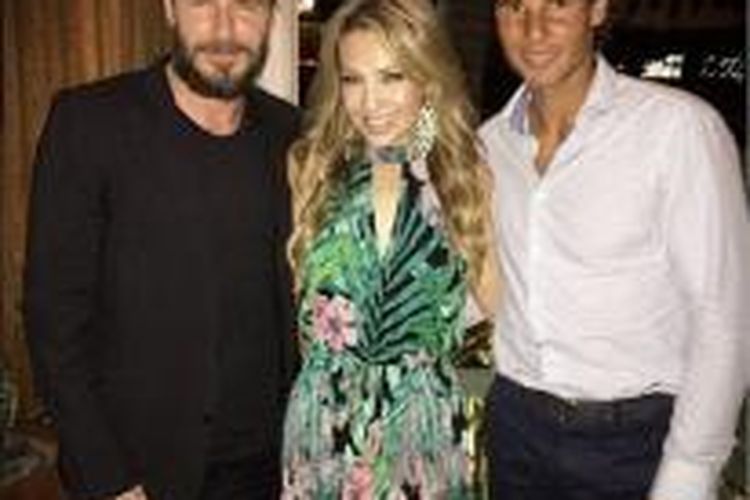 David Beckham dan Rafael Nadal bersama penyanyi Thalia