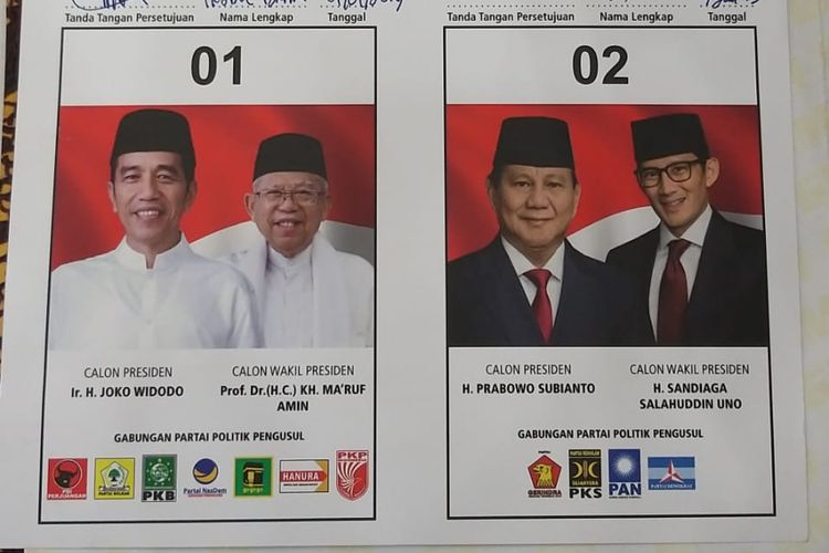 Foto Desain Surat Suara Pilpres yang Diresmikan 