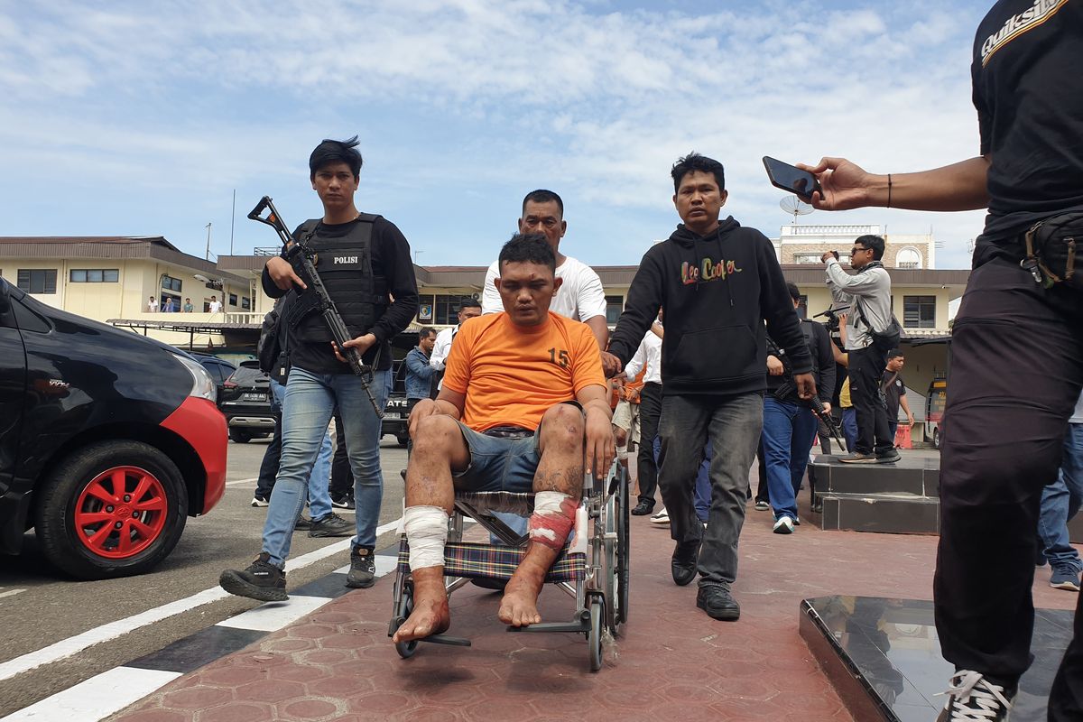 Muhammad Hadi Haris Hutasuhut (32) saat mengikuti konferensi pers di Polrestabes Medan pada Senin (14/10/2024). 