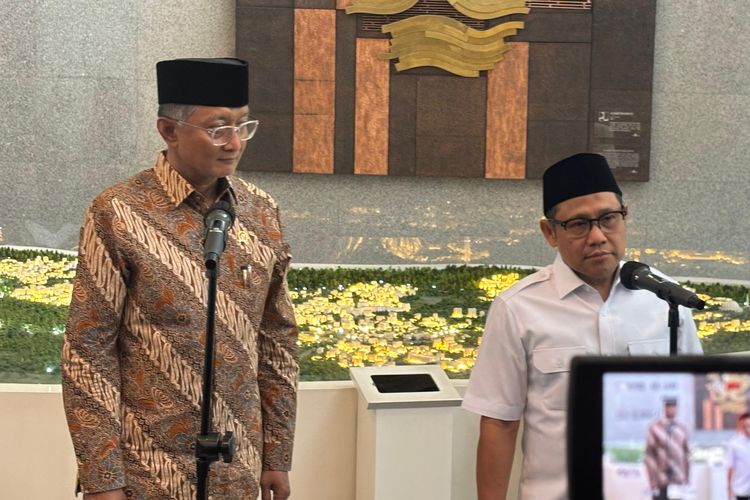 Pertemuan Menteri PU Dody Hanggodo dengan Menteri Koordinator Bidang Pemberdayaan Masyarakat Muhaimin Iskandar di Kantor Kementerian PU, Jakarta Selatan, Selasa (07/10/2025).