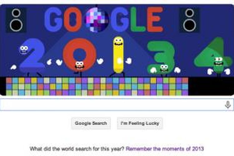 Google Doodle untuk menyambut tahun baru 2014