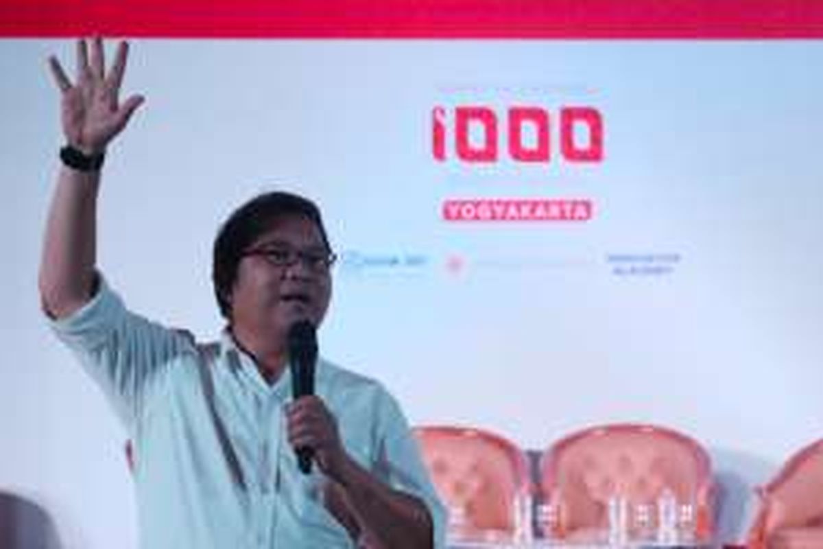 Menkominfo Rudiantara saat bicara di hadapan peserta dan undangan sesi Ignition, Gerakan 1.000 Startup di Yogyakarta, Sabtu (13/8/2016)