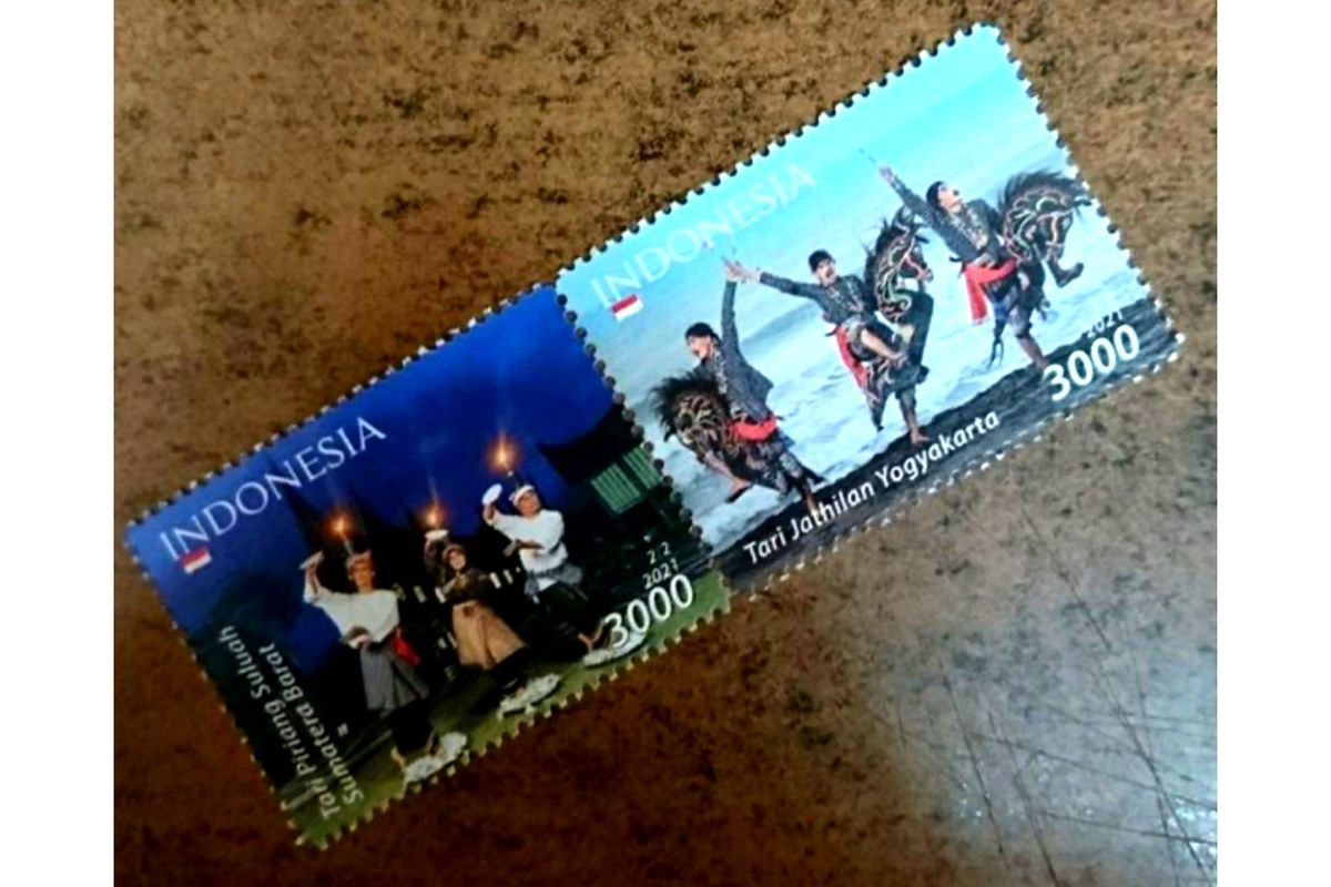 Dua tarian Indonesia jadi ikon perangko 2021. 