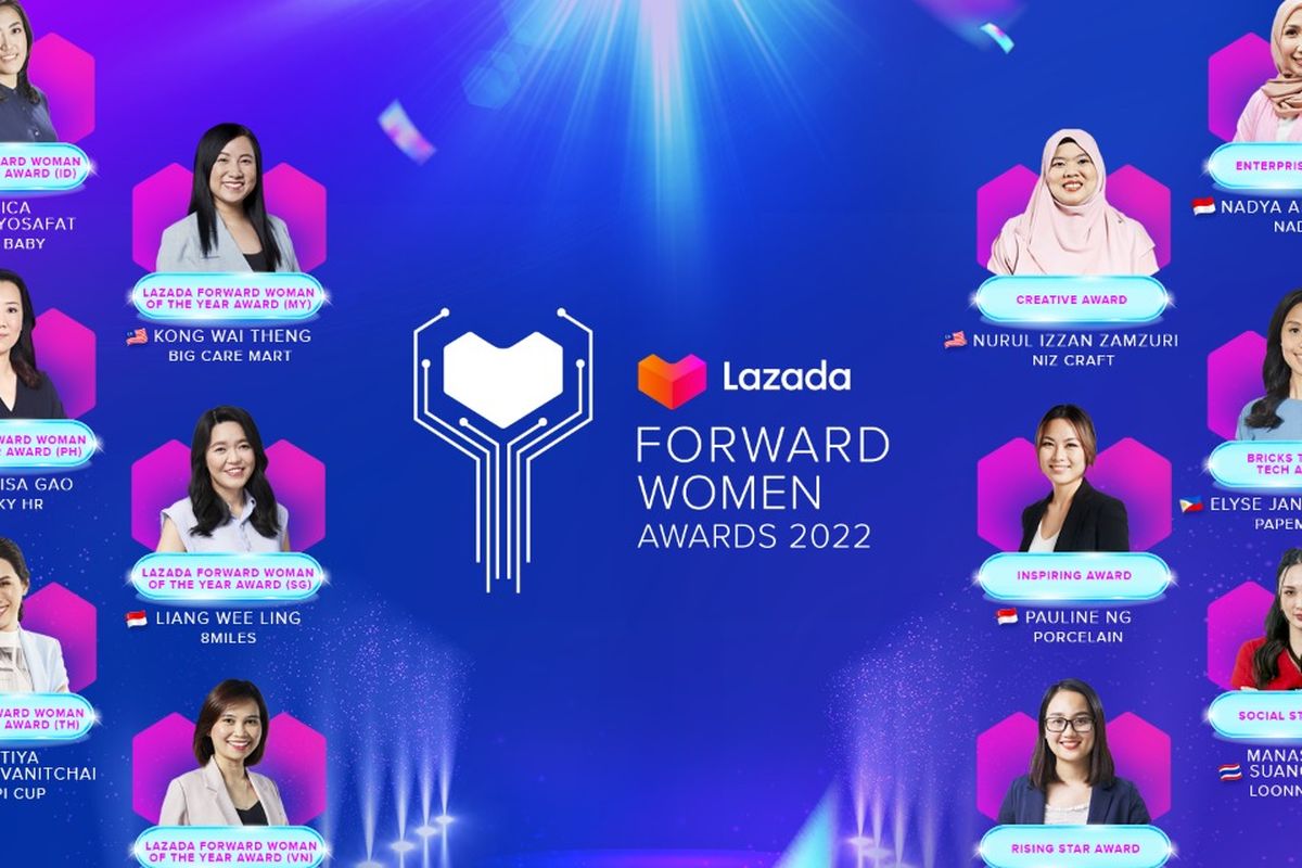 Seluruh pemenang Lazada Forward Woman Award 2022. 