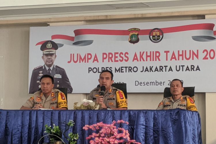 konferensi pers akhir tahun oleh Kapolres Metro Jakarta Utara Kombes Budhi Herdi Susianto di kantornya, Senin (30/12/2019)