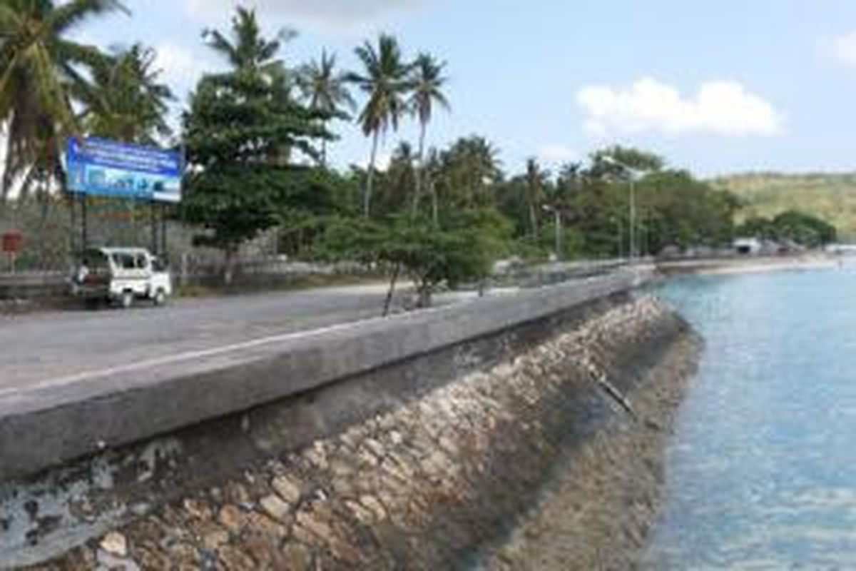 Deretan 25 lampu sepanjang satu kilometer di Pantai Nusa Penida, Bali, mendapatkan energi listrinya dari turbin pembangkit listrik tenaga arus laut buatan 13 tehnokrat muda pimpinan Paramita.