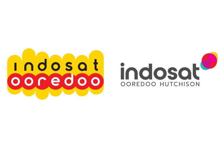 Perbandingan logo Indosat Ooredoo (kiri) dan Indosat Ooredoo Hutchison (kanan).
