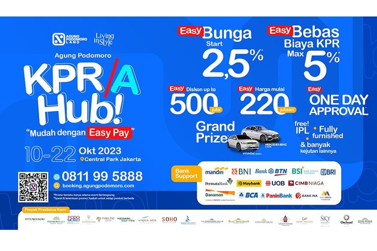 Agung Podomoro menggelar Festival Investasi Properti bertajuk Agung Podomoro KPR/A Hub! Mudah dengan Easy Pay Central Park Mall, Jakarta, pada Selasa (10/10/2023) hingga Minggu (22/10/2023). 