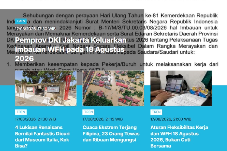 [POPULER TREN] Imbauan WFH Hari Ini | Harga Token Listrik 17-23 Agustus