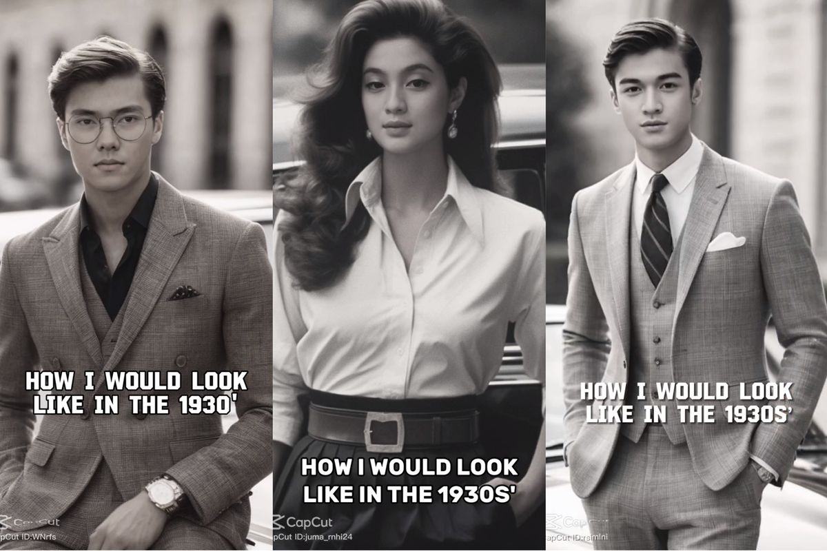 Ilustrasi tempate CapCut untuk ikutan tren How I would look like in the 1930's.