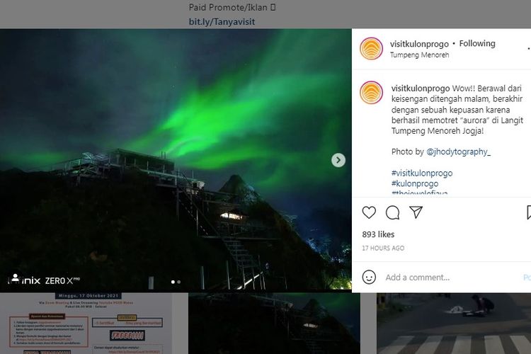 Foto Viral Aurora di Langit Tumpeng Menoreh Yogyakarta, Ini Kata 