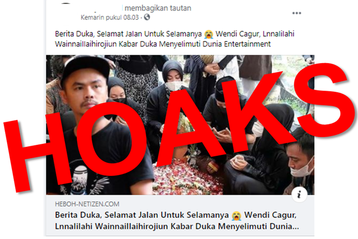 Hoaks, informasi yang menyebutkan Wendy Cagur meninggal dunia.