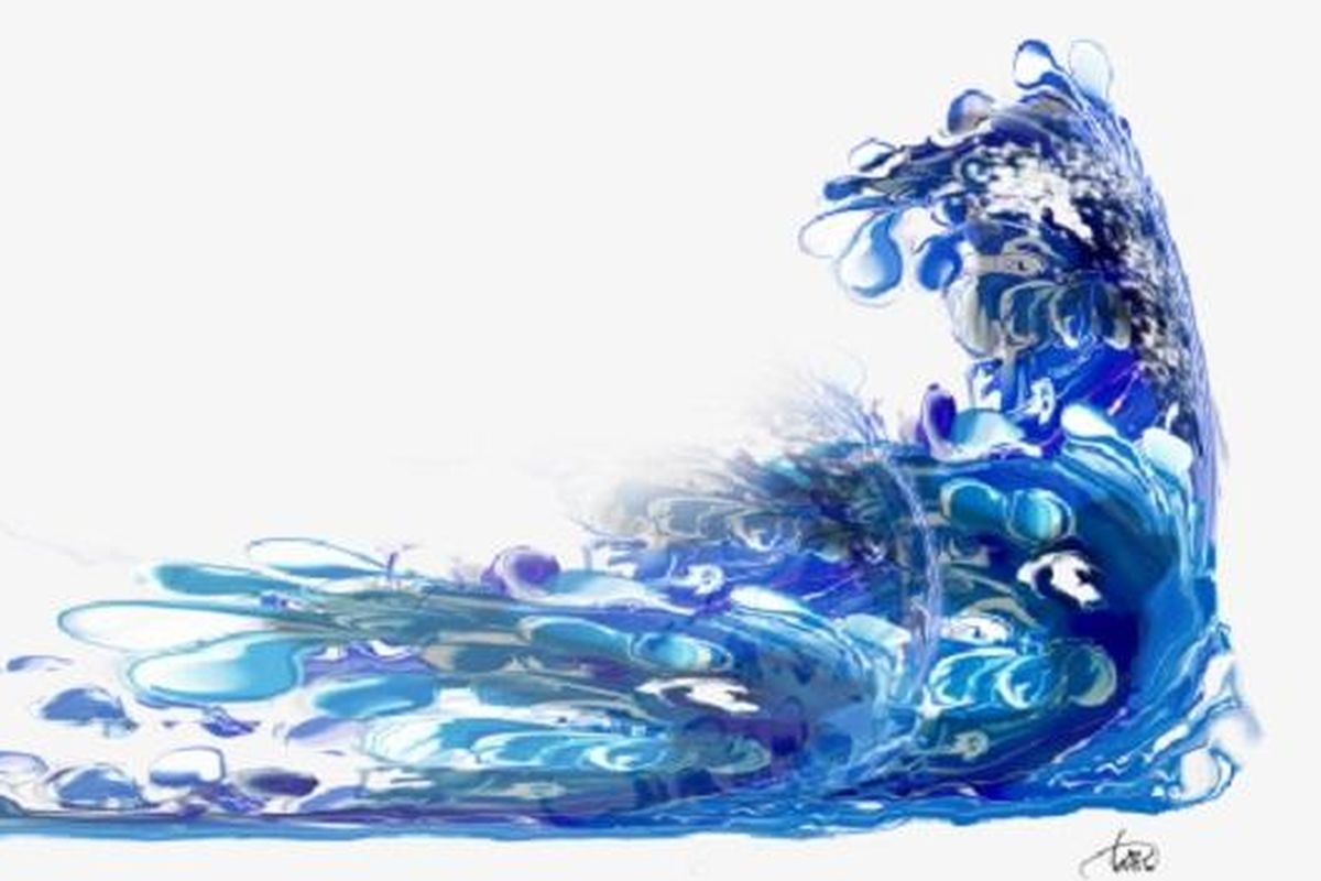 Ilustrasi banjir dan ombak
