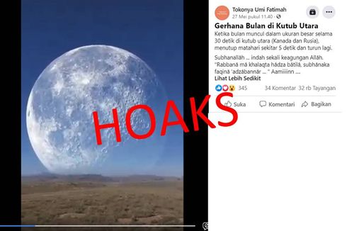 [HOAKS] Video Gerhana Bulan di Kutub Utara Berukuran Besar hingga Menutup Matahari
