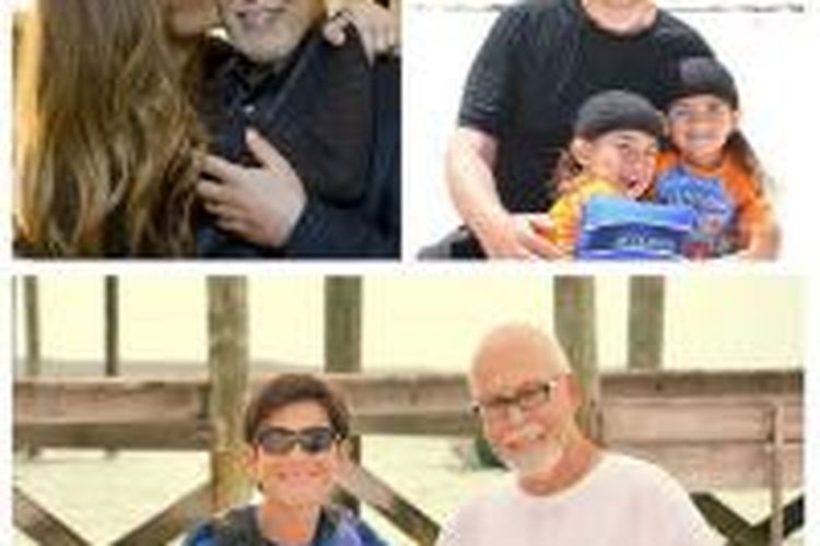 Pasangan Celine Dion-Rene Angelil dan dua putra kembar mereka.