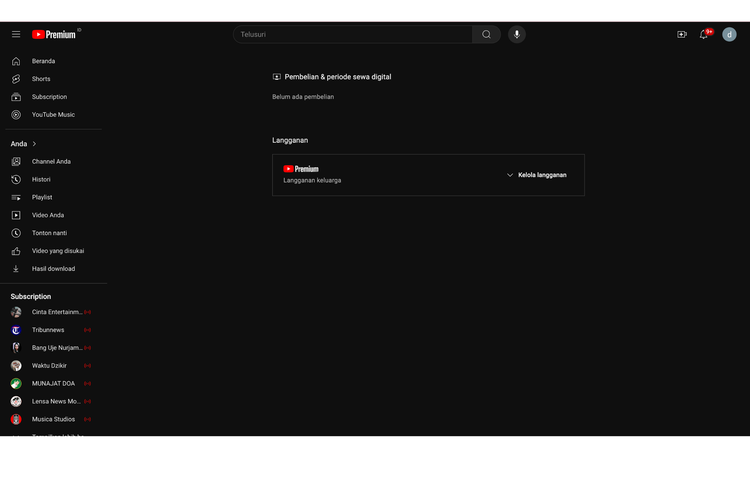 Berhenti langganan YouTube Premium