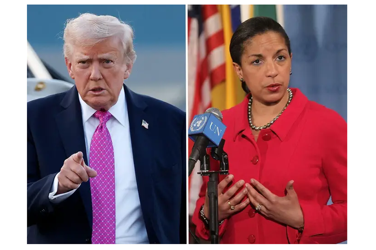 Donald Trump (kiri) menuntut agar Netflix memecat Susan Rice (kanan) dari dewan direksinya. 