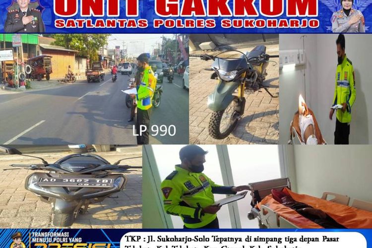 Olah TKP kecelakaan sepada motor, pelajar tabrak pengemudi lansia dan meningal dunia di Kabupaten Sukoharjo.