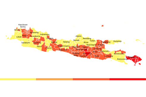 Peta PPKM Level 2-4 per Kabupaten Kota Jawa dan Bali untuk 7-13 September 2021, Level 4 Tinggal di Bali dan Jawa Timur