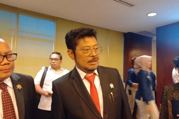 Menteri Pertanian Syahrul Yasin Limpo di Kantor Direktorat Jenderal Pajak, Jakarta, Rabu (16/8/2023).