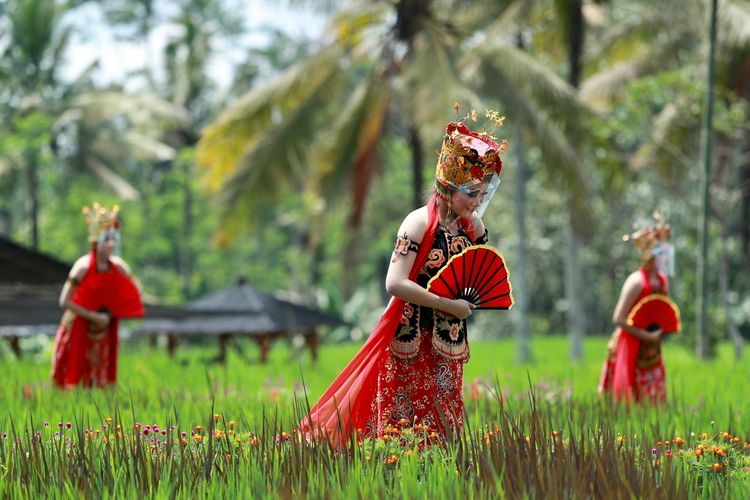 Banyuwangi menggelar Festival Padi di Dusun Rembang, Desa Banjar, Kecamatan Licin, Kabupaten Banyuwangi, Senin (20/2021). 