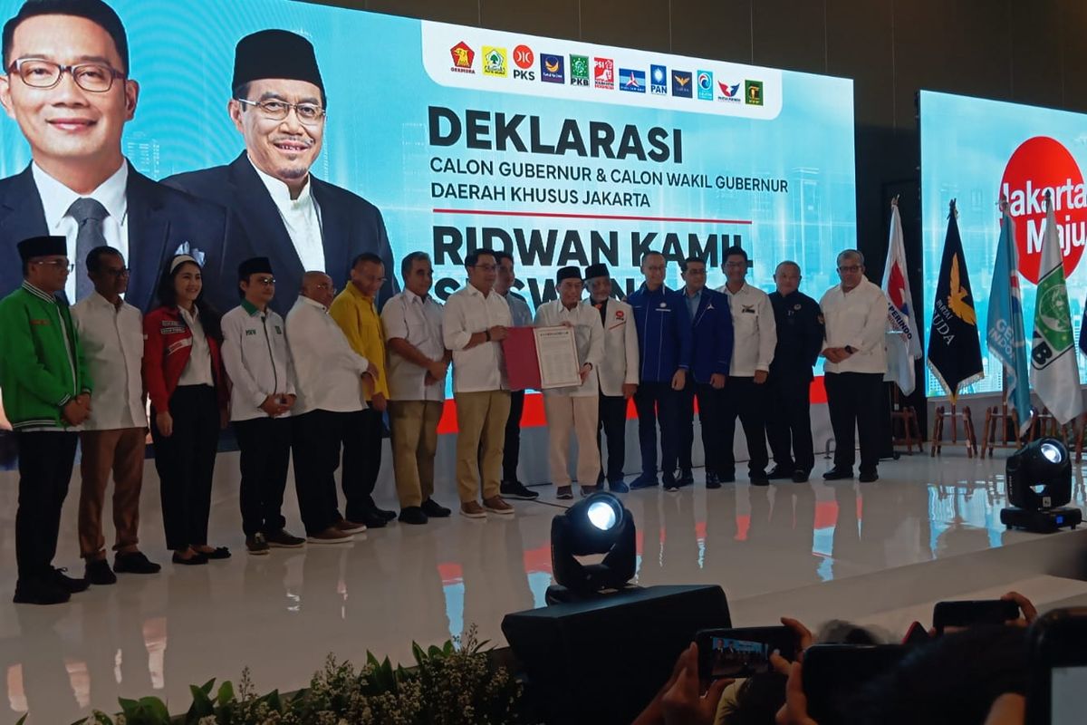 Ridwan Kamil-Suswono Dideklarasikan Maju Pilkada Jakarta, Didukung 12 ...