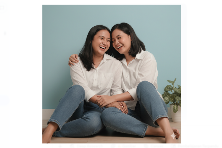 Ilustrasi Gemini AI foto studio berdua.