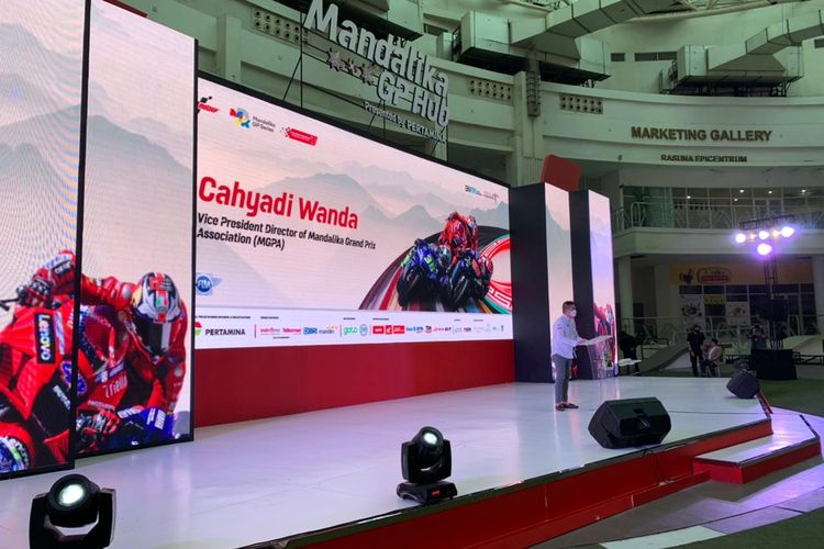 Vice President Director of Mandalika Grand Prix Association (MGPA) Cahyadi Wanda pada acara konferensi pers Mandalika GP Series di Mandalika GP Hub, Oval Atrium, Epiwalk Mall, Jakarta Selatan, Selasa (8/3/2022) sore WIB.