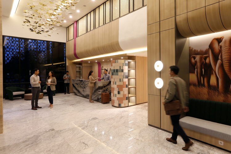 Lobi fave+ hotel Lampung yang barus dibuka pada Minggu (17/5/2026).