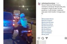 Viral, Video Polisi Bermotor "Step" Mobil Pemudik Mogok di Tol Cipali