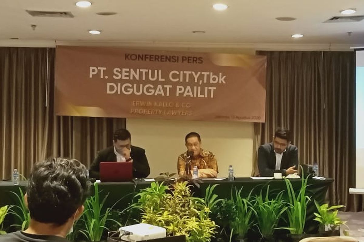 Konferensi pers mengenai gugatan pailit terhadap Sentul City, Kamis (13/8/2020).