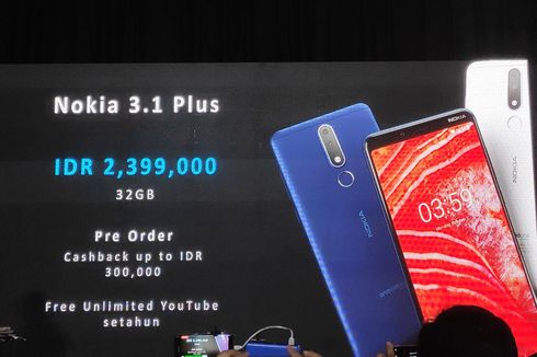 Nokia 3.1 Plus Resmi Dijual di Indonesia, Harga Rp 2,4 Juta