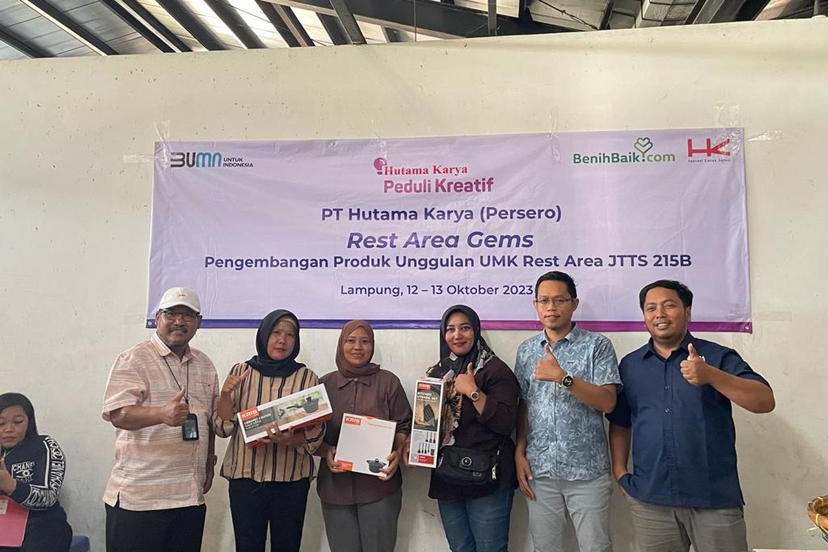 PT Hutama Karya (Persero) menggelar pelatihan pengembangan produk unggulan di kepada 16 perwakilan dari masing-masing pemilik unit usaha kuliner di Rest Area 215B Jalan Tol Terbanggi Besar-Pematang Panggang-Kayu Agung (Terpeka).