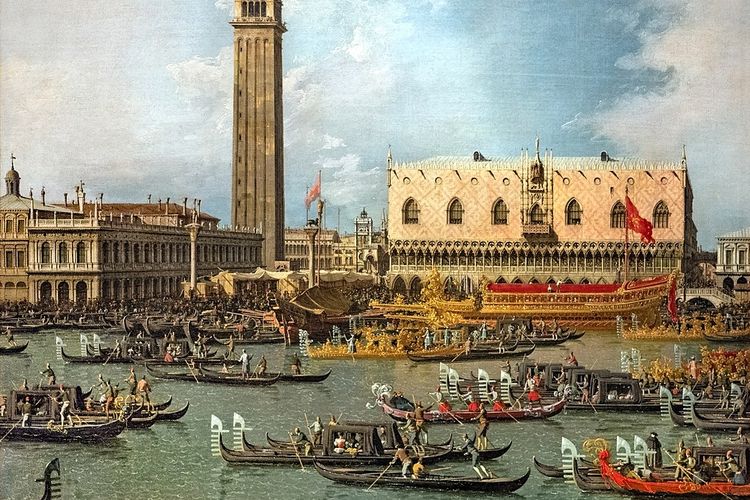 Ilustrasi perdagangan di Venesia pada saat merkantilisme mencapai puncaknya.
