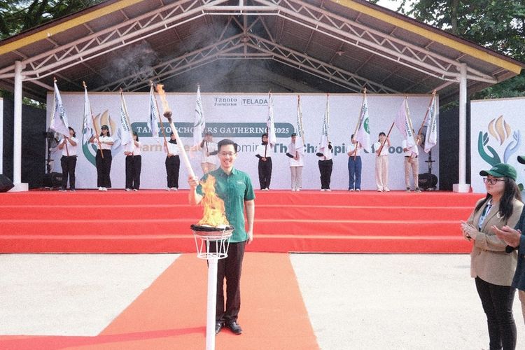 CEO Tanoto Foundation, Benny Lee, saat seremoni pembukaan Tanoto Scholars Gathering 2025 di Komplek RAPP, Pangkalan Kerinci, Riau, Jumat (25/7/2025). 