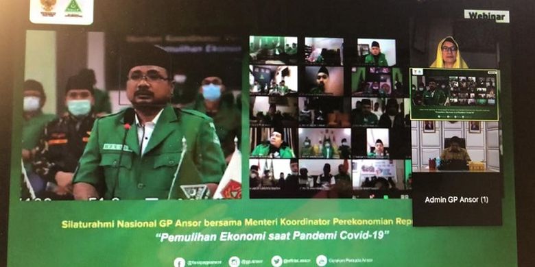 Webinar PP GP Ansor bertajuk Pemulihan Ekonomi saat Pandemi Covid-19, Senin (13/7/2020).