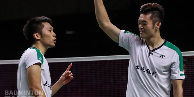 Ganda putra Taiwan, Lee Yang/Wang Chi-Lin seusai memastikan satu tempat di partai puncak BWF World Tour Finals 2020.