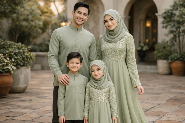 Rekomendasi baju keluarga sage green