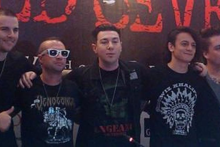 Band Avenged Sevenfold atau A7X diabadikan dalam jumpa pers Avenged Sevenfold Asia Tour 2015, di Hotel The Ritz-Carlton, Mega Kuningan, Jakarta Selatan, Sabtu (16/1/2015). Band dari Huntington Beach, California, AS tersebut akan tampil di Parkir Timur Senayan, Jakarta, Minggu (18/1/2015d) malam.
