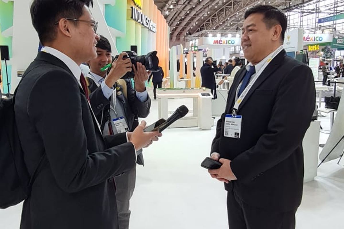 Sekretaris OIKN, Achmad Jaka Santos Adiwijaya perwakilan Otorita yang hadir dalam ajang Hannover Messe di Jerman, Senin (17/4/2023).