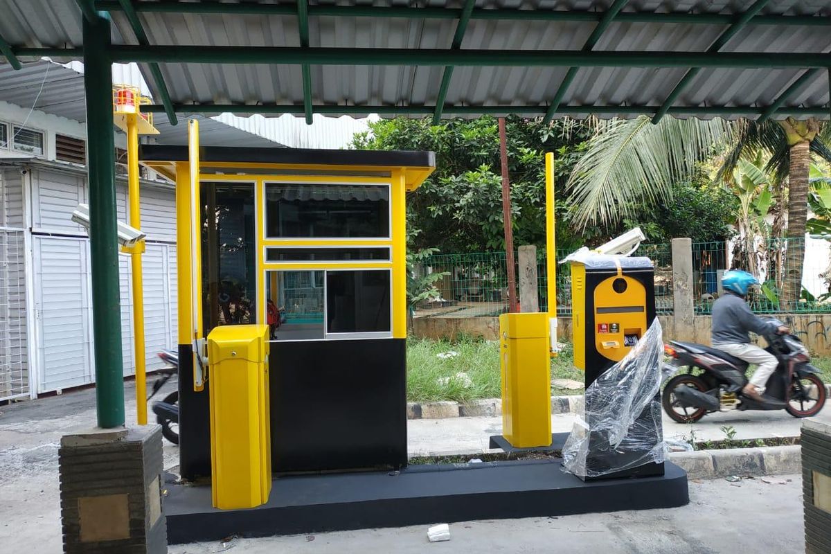 Mesin parkir PNJ yang diprotes mahasiswa di Beji, Depok, Jumat (5/7/2019).