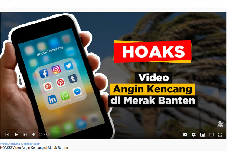 Hoaks! Video yang diklaim peristiwa angin kencang di Merak, Banten.