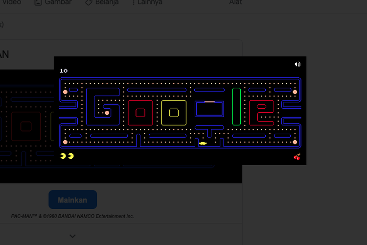 Ilustrasi game yang bisa dimainkan di Google, Pac Man.
