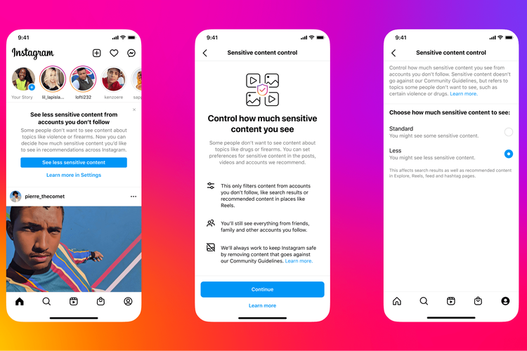 Instagram secara default mengatur Sensitive Content Control ke opsi Less bagi pengguna baru Instagram di bawah 16 tahun.