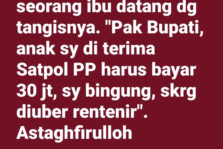 Bupati Kebumen Arif Sugiyanto mengungkap adanya dugaan pungutan liar (Pungli) di instansi Satpol PP Kabupaten Kebumen. 